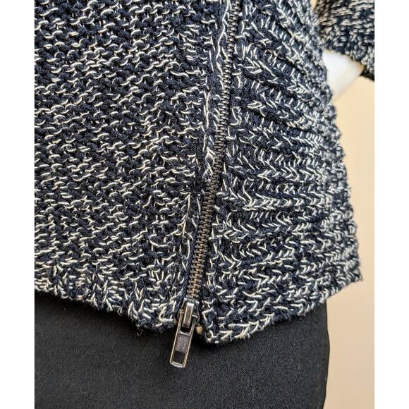 Quinn Sweater Small Black White Heather Zipper Accents High Low Scoop Neck - Picture 5 of 11